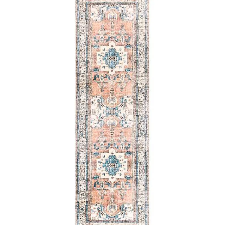 Kirklands Home Eleanor Distressed Medallion Washable Runner Clearance