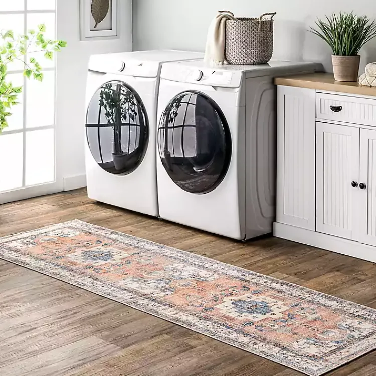 Kirklands Home Eleanor Distressed Medallion Washable Runner Clearance