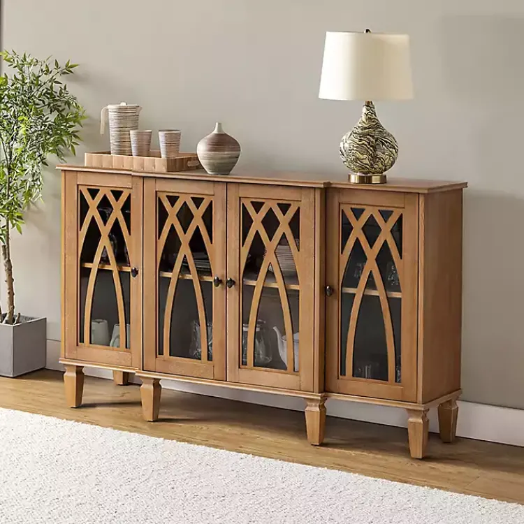 Kirklands Home Eleanora Acorn Wood 4-Door Sideboard Brown Discount