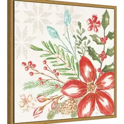 Christmas Art & Wall Decor>Kirklands Home Elegant Poinsettia Framed Canvas Art Print