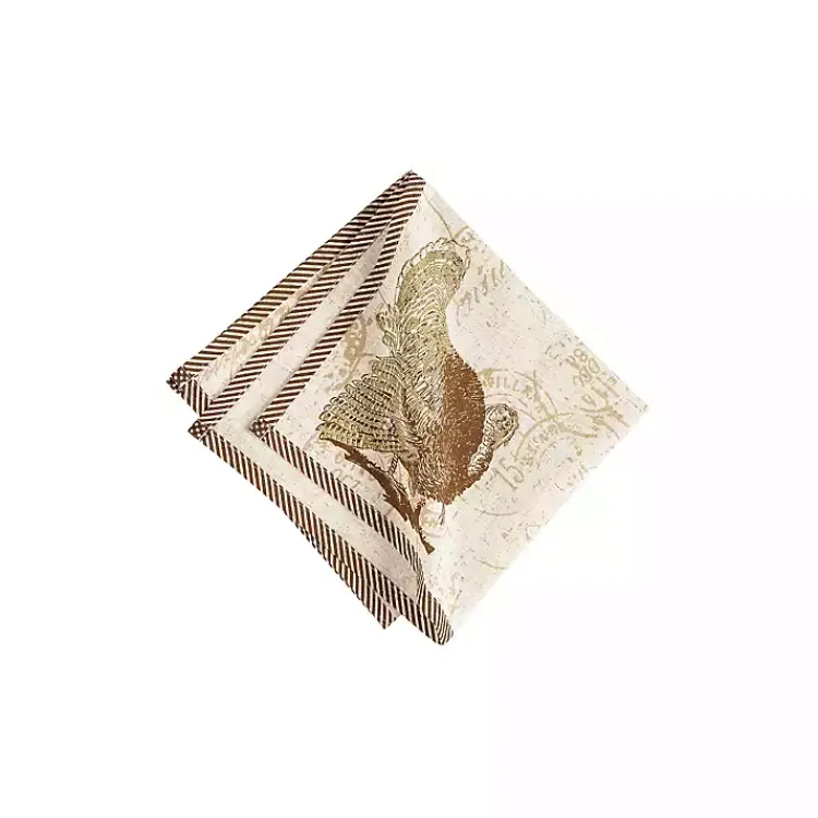 Fall>Kirklands Home Elegant Turkey Harvest Napkins, Set of 6 Brown