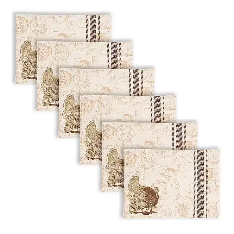 Fall>Kirklands Home Elegant Turkey Harvest Placemats, Set of 6 Brown