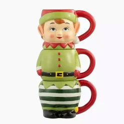 Kirklands Home Elf Christmas Mugs, Set of 3 Green Best