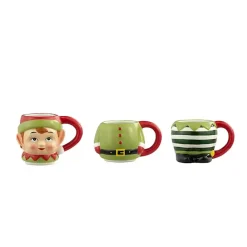 Kirklands Home Elf Christmas Mugs, Set of 3 Green Best