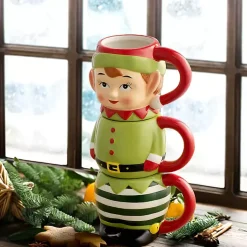 Kirklands Home Elf Christmas Mugs, Set of 3 Green Best