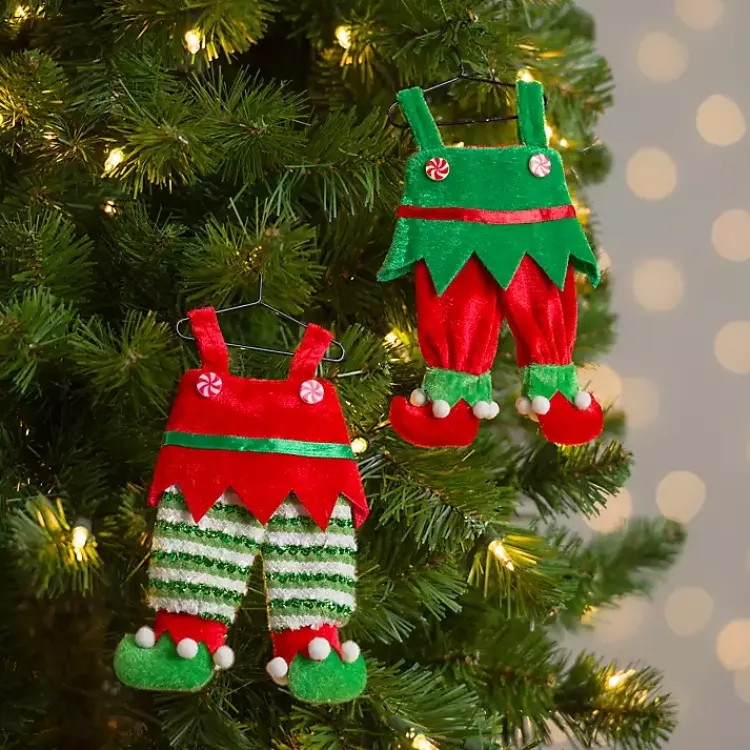Christmas Ornaments>Kirklands Home Elf Outfit Christmas Ornaments, Set of 2