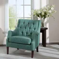 Kirklands Home Elle Tufted Teal Accent Chair Green Online