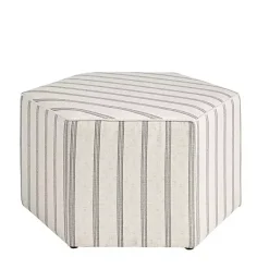 Kirklands Home Ellen Navy Stripe Martha Stewart Cocktail Ottoman Ivory Best