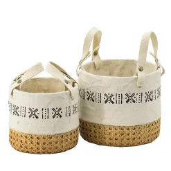 Kirklands Home Embossed Cement Baskets with Straps, Set of 2 Hot