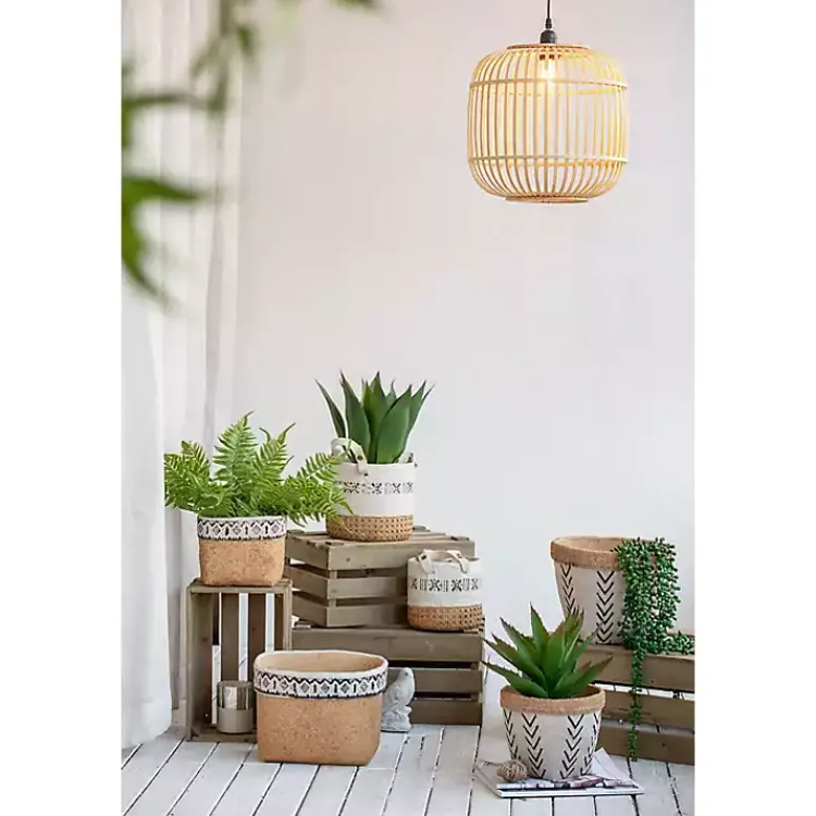 Kirklands Home Embossed Cement Baskets with Straps, Set of 2 Hot