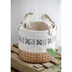 Kirklands Home Embossed Cement Baskets with Straps, Set of 2 Hot