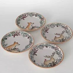Christmas Dining & Entertaining>Kirklands Home Embossed Woodland Christmas Snack Plates, Set of 4