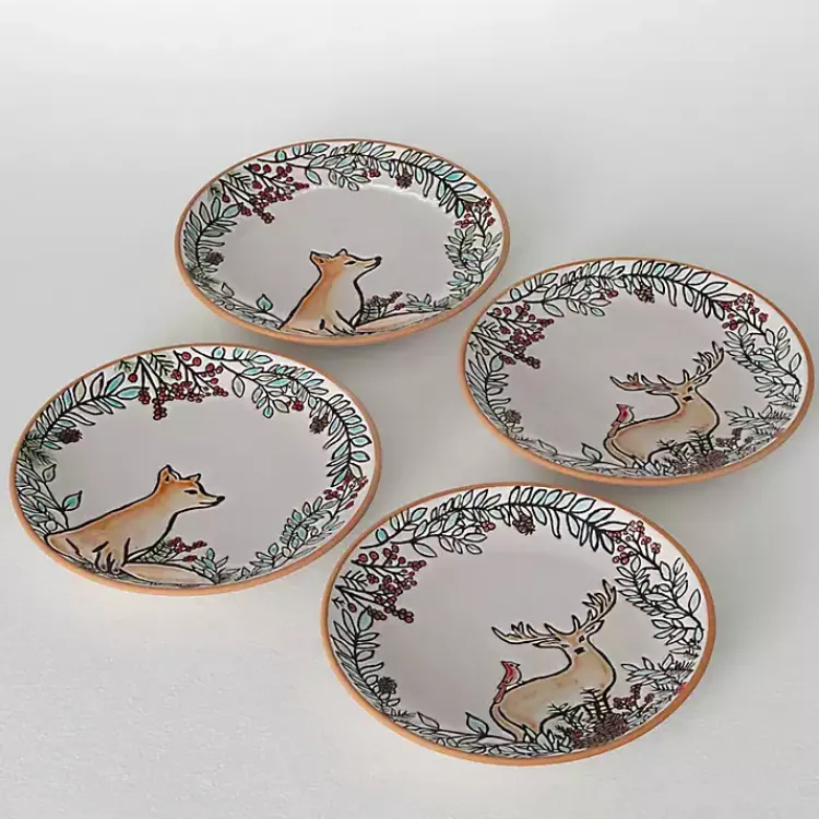 Christmas Dining & Entertaining>Kirklands Home Embossed Woodland Christmas Snack Plates, Set of 4
