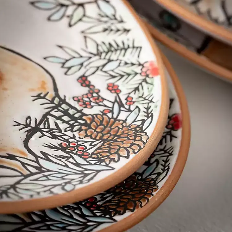 Christmas Dining & Entertaining>Kirklands Home Embossed Woodland Christmas Snack Plates, Set of 4