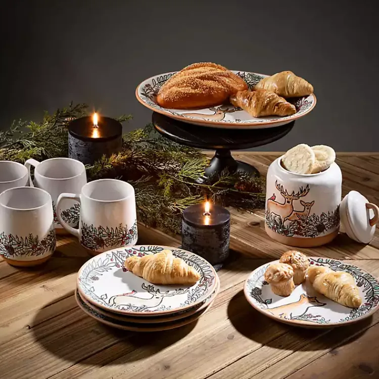 Christmas Dining & Entertaining>Kirklands Home Embossed Woodland Christmas Snack Plates, Set of 4