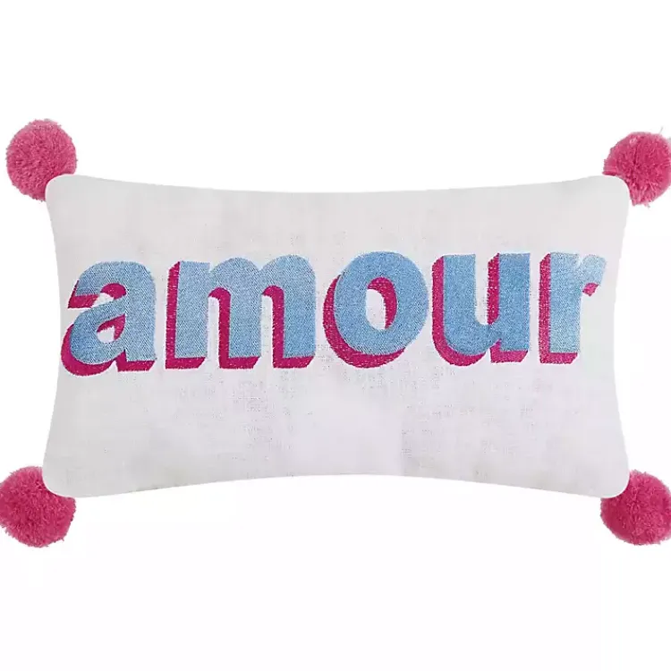 Pillows>Kirklands Home Embroidered Amour Pom Pom Throw Pillow