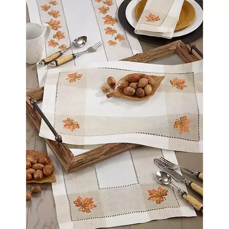 Fall>Kirklands Home Embroidered Autumn Leaves Table Runner