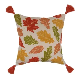Fall>Kirklands Home Embroidered Autumn Leaves Pillow