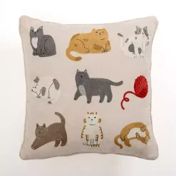 Pillows>Kirklands Home Embroidered Cats Chenille Pillow