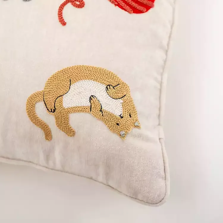 Pillows>Kirklands Home Embroidered Cats Chenille Pillow