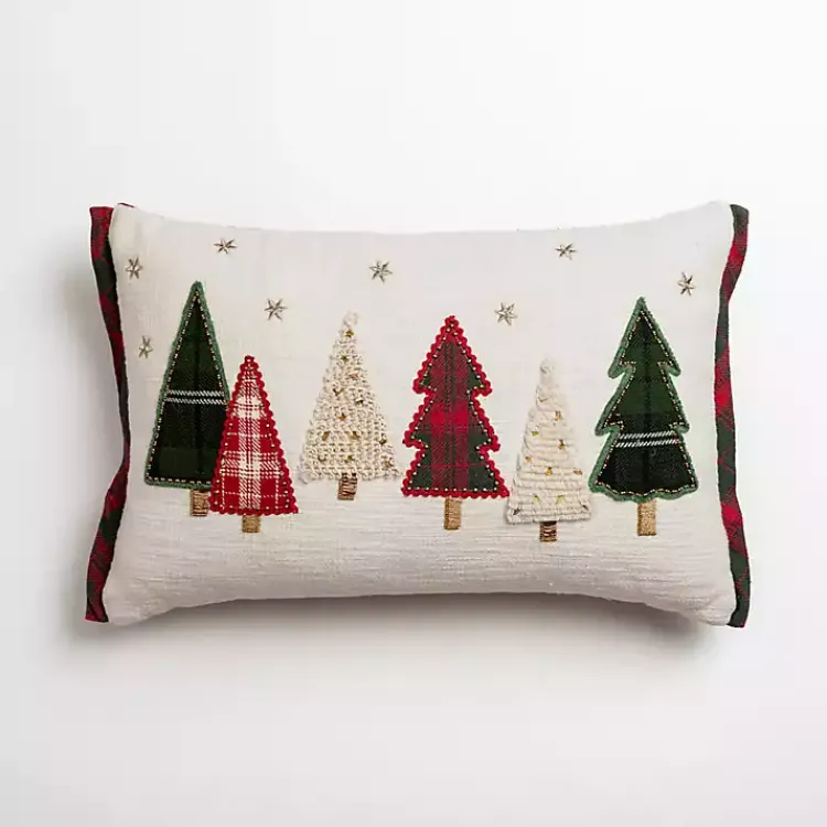 Pillows>Kirklands Home Embroidered Christmas Trees & Plaid Pillow