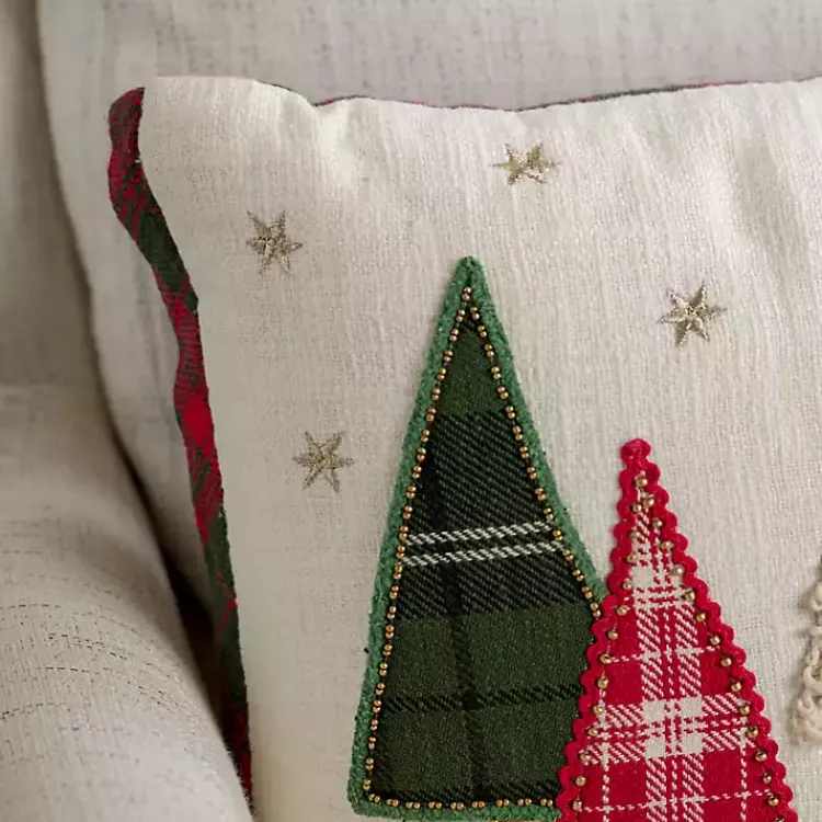 Pillows>Kirklands Home Embroidered Christmas Trees & Plaid Pillow