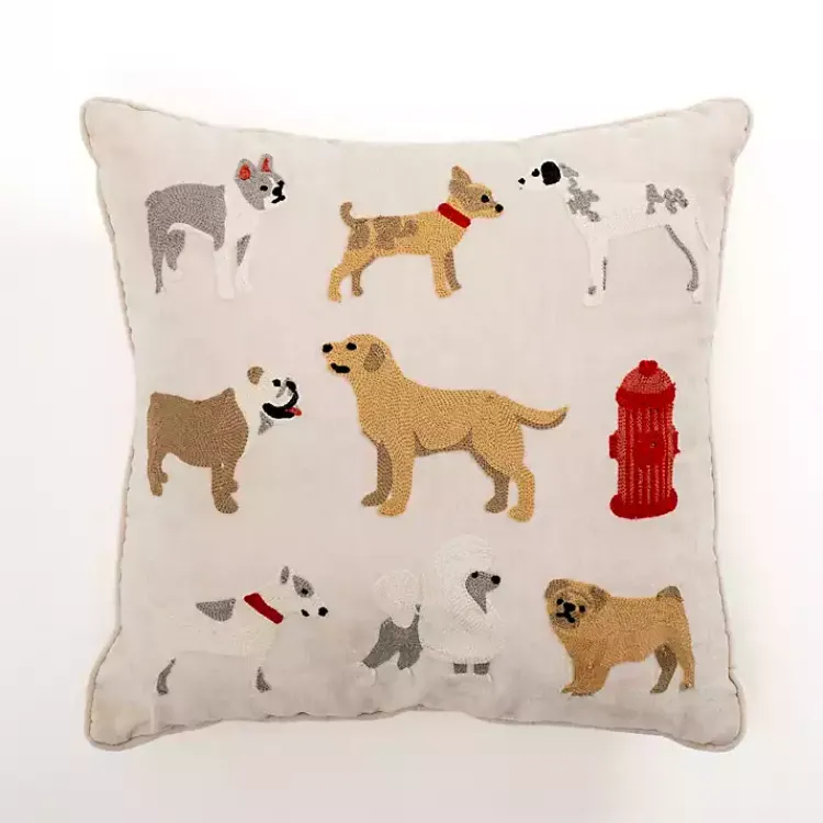 Pillows>Kirklands Home Embroidered Dogs Chenille Pillow
