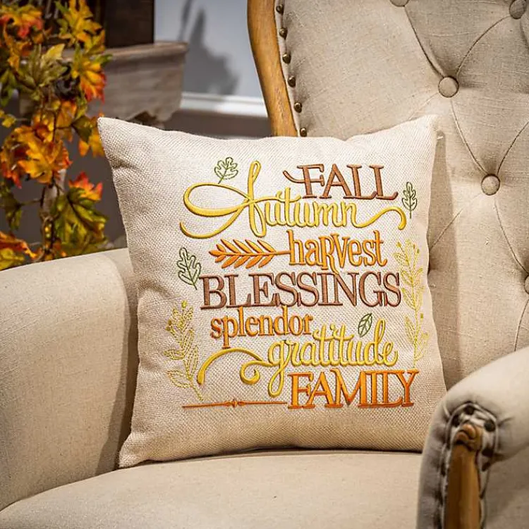 Fall>Kirklands Home Embroidered Fall Terms Throw Pillow