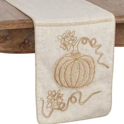 Fall>Kirklands Home Embroidered Glitter Pumpkin Table Runner