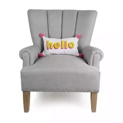 Pillows>Kirklands Home Embroidered Hello Pom Pom Lumbar Pillow