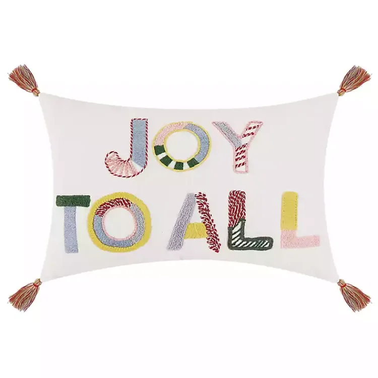 Christmas Pillows>Kirklands Home Embroidered Joy to All Christmas Pillow
