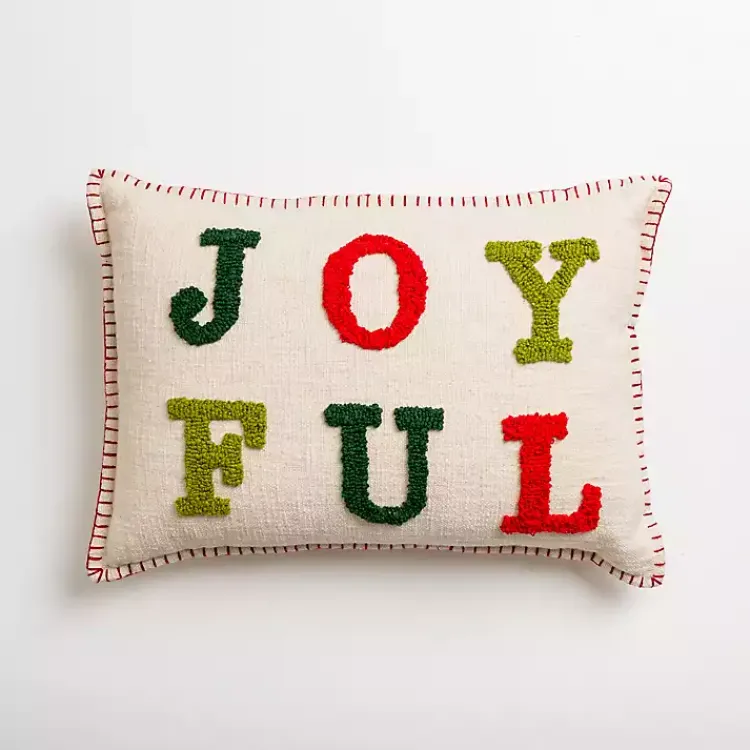Christmas Pillows>Kirklands Home Embroidered Joyful Christmas Pillow Multi