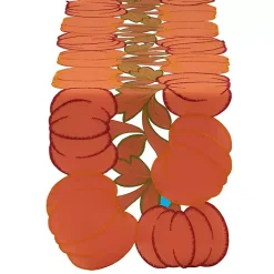 Kirklands Home Embroidered Pumpkin Table Runner Orange New