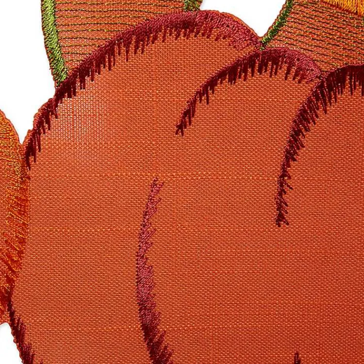 Fall>Kirklands Home Embroidered Pumpkins Table Runner Orange