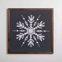 Christmas Art & Wall Decor>Kirklands Home Embroidered Snowflake Framed Wall Plaque