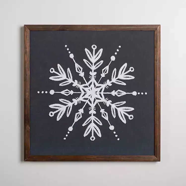 Christmas Art & Wall Decor>Kirklands Home Embroidered Snowflake Framed Wall Plaque