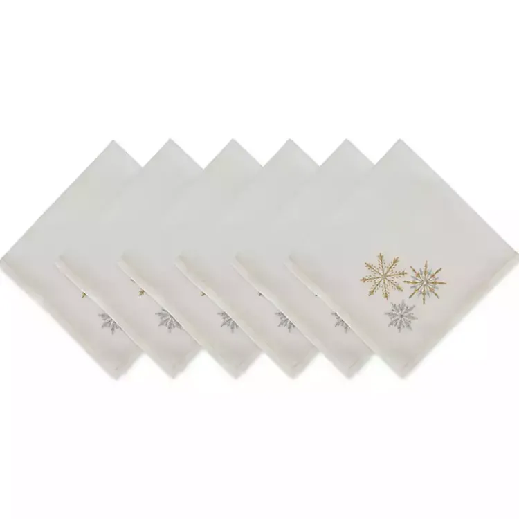 Christmas Dining & Entertaining>Kirklands Home Embroidered Sparkle Snowflakes Napkins, Set of 6