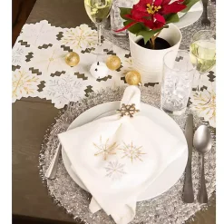 Christmas Dining & Entertaining>Kirklands Home Embroidered Sparkle Snowflakes Napkins, Set of 6