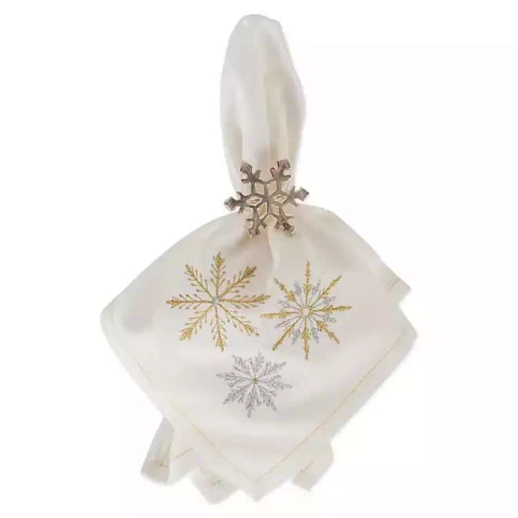 Christmas Dining & Entertaining>Kirklands Home Embroidered Sparkle Snowflakes Napkins, Set of 6