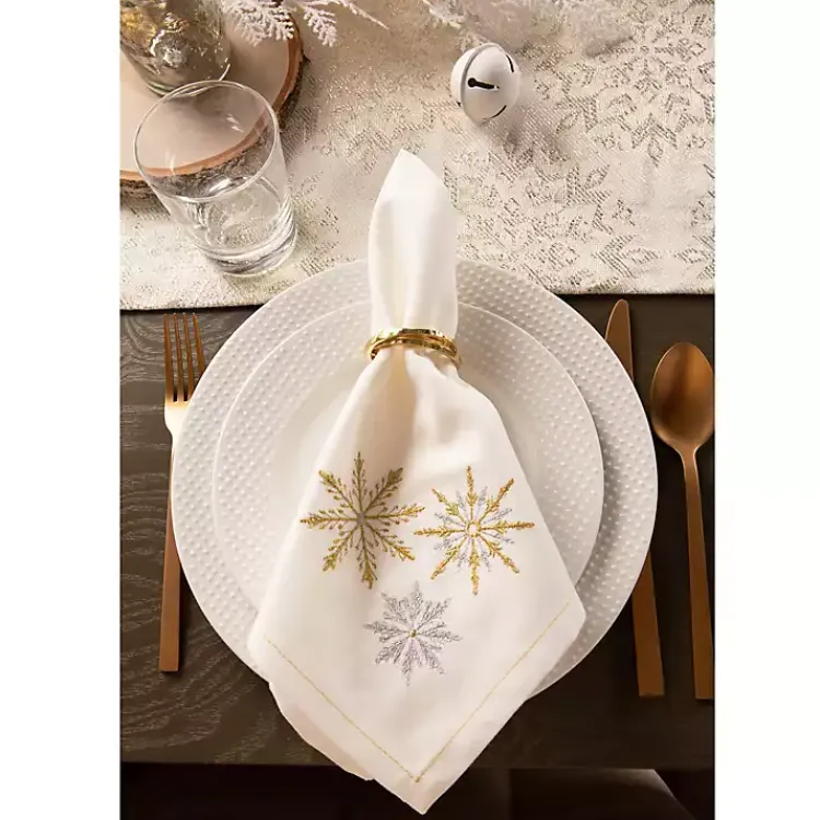 Christmas Dining & Entertaining>Kirklands Home Embroidered Sparkle Snowflakes Napkins, Set of 6