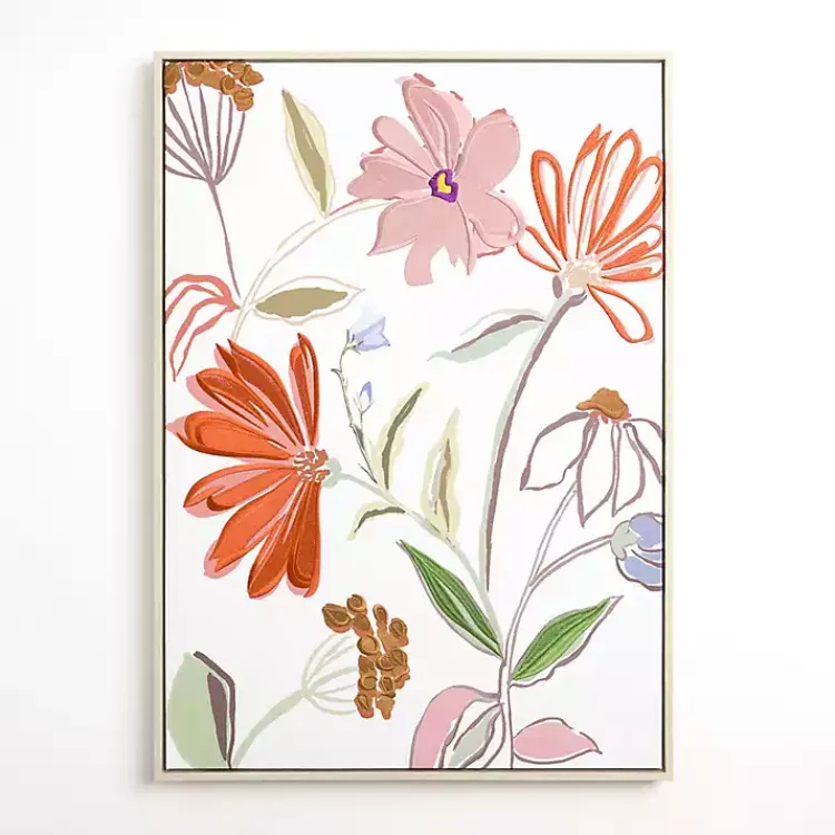 Kirklands Home Embroidered Summer Floral I Framed Canvas Print Multi Discount