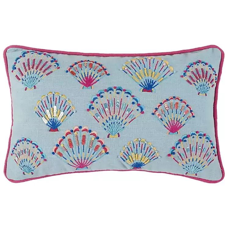 Pillows>Kirklands Home Embroidered Tropical Shells Lumbar Pillow