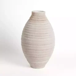 Vases>Kirklands Home Emelia Textured Floor Vase, 18 in. Ivory