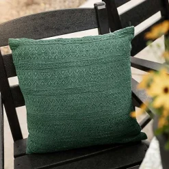 Pillows>Kirklands Home Emerald Woven Geo Stripe Indoor/Outdoor Pillow Green