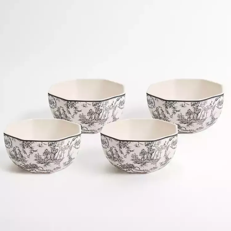 Kirklands Home Emery Black Toile Cereal Bowls, Set of 4 Online
