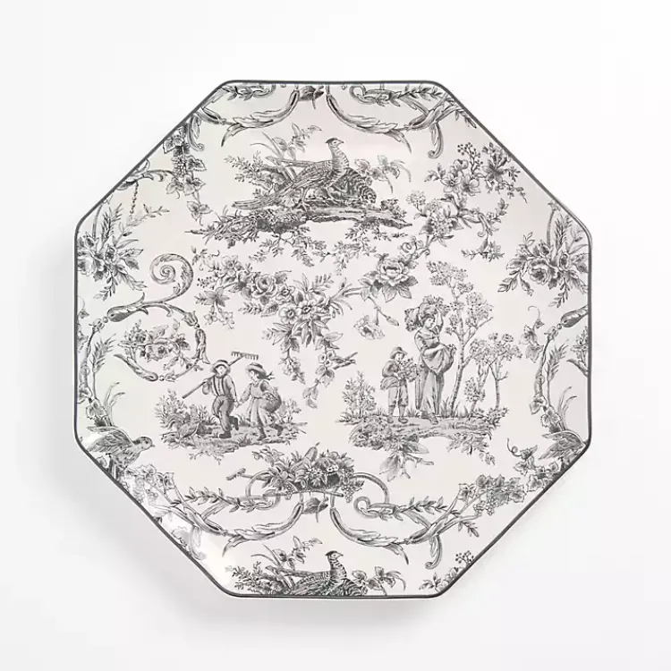 Kirklands Home Emery Black Toile Dinner Plate Discount