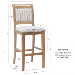 Kirklands Home Emma Bar Stool with Nailhead Trim Gray Online