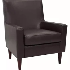Kirklands Home Emma Walnut Faux Leather Accent Chair Brown Best