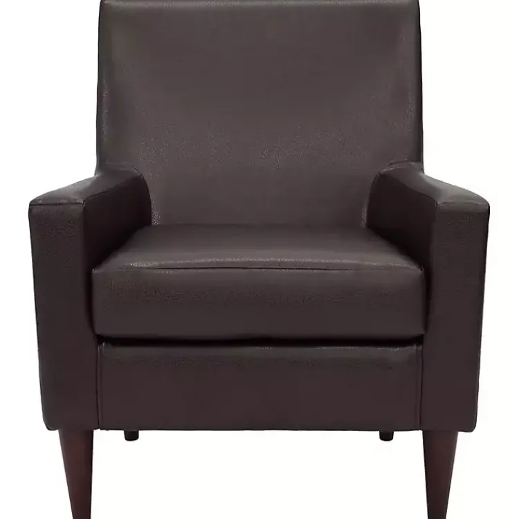 Kirklands Home Emma Walnut Faux Leather Accent Chair Brown Best