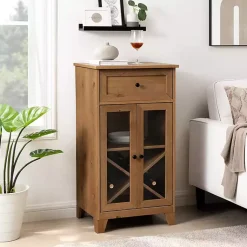 Kirklands Home English Oak Double Door Reeves Cabinet Brown Outlet